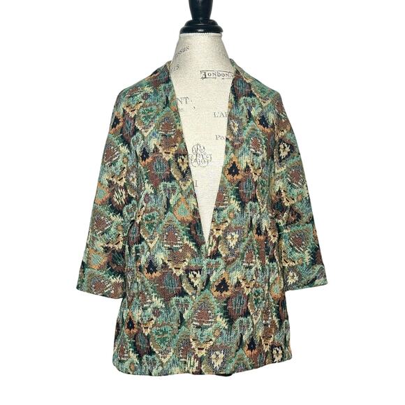 Zara Basic | Women | Tapestry Cape Sleeve Open Front Kimono Coat | Small - Picture 2 of 13